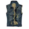 Gilets pour hommes Denim Vest Hommes Punk Rivet Cowboy Jeans Mode Mâle Extérieur Gilet Sans Manches Veste 11 Couleur