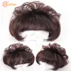 Bangs MEIFAN Topper Closure Wavy Curly Hairpieces Clip In Hair Extension Natural Black Brown Hair with Bangs Cover Gray top Hairpieces 230403