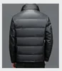 Chaqueta acolchada de invierno para hombre, abrigos con Cuello de piel, chaquetas de cuero genuino, Tops gruesos y cálidos, cazadoras negras