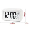 5 Colors Plastic Mute Alarm Clock LCD Smart Temperature Cute Photosensitive Bedside Digital Alarm Clocks Snooze Nightlight Calendar