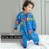 Sovsäckar baby väska vårens höst småbarn sömn säck barn tecknad bomull sovsäck säng mjuka barn sängkläder pyjamas jumpsuit 230404