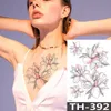 5 PC Temporära tatueringar Rose Peony Flower Girls Tillfälliga tatueringar för kvinnor Vattentäta svarta tatueringsklistermärken 3D Blossom Lady Shoulder Diy Tatoos Z0403