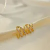 Stud Earrings Fashion Gold Color Stainless Steel Thick Huggie Earring For Women Chic Irregular Geometric Ear Jewelry Gifts