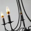 Lampadari Lampadario a candela vintage country americano Lampadario semplice in ferro nero lucido Decorazione per soggiorno