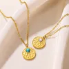 Hänge halsband guldfärg solstjärna mönster halsband för kvinnor boho turkos rostfritt stål smycken män blå natursten choker