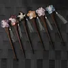 Hair Clips & Barrettes Vintage Chinese Style Wooden Stick Handmade Flower Tassels Headpiece Ethnic Hairpin Women Hairpins Jewelry Accessorie