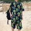Camisetas masculinas de verão Legível Havaí define homens camisa de manga curta e shorts de duas peças masculino homem floral homem