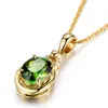 Collier porte-bonheur en forme de cœur, cristal vert, zircon, diamant, or 18 carats, bijoux pour femmes, cadeau d'anniversaire