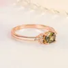 Fashion Rosegold Color Classical Imitation Peridot Rings for Women Elegant Oval Zircon Engagement Ring Simple Jewelry Gifts