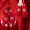 Slippers Koppels Webbing Red House Slipper Damesslaapkamer Heren Platte dia's Comfortabele antislip katoenen huisschoenen