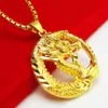 Exquisito colgante de dragón chapado en 24 K para hombres y mujeres, collar de tienda de oro hecho a mano de 11 calidad en Hong Kong X0707256B