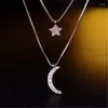 Подвески, корейское серебро 925 пробы, ожерелье с луной и звездой, подвески-цепочки, колье, ожерелья, ювелирные изделия, воротник, воротник