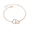 Pendentif Colliers Nouveau Rose Or Double Coeur Cristal Alliage Bracelet Drop Livraison Bijoux Colliers Pendentifs Dhsqb