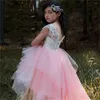 Girl Dresses Lace Fishtail Fluffy Print Layered Princess Flower Dress Wedding Party Ball First Communion Dream Kids Gift