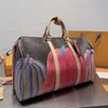 Borsone di design borsa di grande capacità borsa da viaggio a tracolla donna poliestere vera pelle tie dye chiusura floreale borse classiche stampate di alta qualità l5