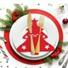 Świąteczne sztućce na nóż Fork okładki Snowflake Xmas Tree Pocket Bag worka noworoczna impreza stół obiadowe dekoracje GC2440