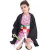Temadräkt Kamado Nezuko Rollspelande kostym Demon Killer Uniform Kimono Wig Prop Set Children's Adult Halloween 230404