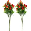 Dekorativa blommor 2 datorer Simulerade Strawberry Adorn Bouquet Branch Dining Table Decor Decoration Po Props Decorations Festival grenar