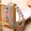 Brin coloré de bracelet de Morganite authentique coloré Femelle Femelle 10 mm Stretch Crystal Transparent Round Perle Drop