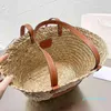 Paille fourre-tout plage panier vacances femmes tissé sac à main été sacs à bandoulière en cuir Designer 25 femme haute capacité seau 220412