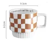 Mugs Coffee Cups Mug Tea Cup Set Ceramic Breakfast Gridiron Pattern