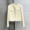 Giacche da donna firmate 2023 Autunno / Inverno Nuovo Nanyou Gaoding Celebrity Temperamento Bianco latte Doppia tasca Fibbia dorata Cappotto corto di lana 915Z