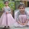 Robes de fille arrivée bijou fleur filles doux grand nœud papillon ceinture sans manches robes de bal anniversaire formel Pageant Prin