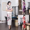 Ethnic Clothing sukienka styl lady cheongsam kwiatowy haft jedwabisty roślina bajeczna wysoka dzielona lato qipao na wesele