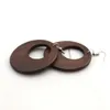 Dangle Earrings Wholesale 12 Pairs Coffee Color 50mm Hollow Wooden Bohemian Drop
