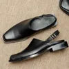 Robe chaussures hommes sandales noires bout carré boucle sangle pour mariage pu designer d'affaires décontracté