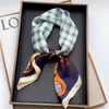 Sarongs 70 cm Silk Satin Hair Square Scarf For Women Print Luxury Neck Tie Female Head Scarves Hijab Shawl Wraps Bandana Foulard Echarpe P230403