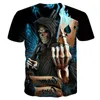 T-shirt da uomo 2023 Uomo Estate Skull Poker Stampa T-shirt da uomo a maniche corte Camicia 3D Casual Traspirante Taglie forti