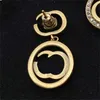 Vintage Double Letters Circle Ear Studs Designer Brand Low-key Luxury Gold-plated Diamond Stud Earrings Women Pendant Earring Jewelry