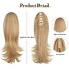 Ponytails Synthetic Claw Clip In Ponytail Hair Extensions Hairpiece 14" Fake Blonde Hair Wavy False Pigtail With Elastic Band Horse Tail 230403