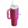Commuter Travel Mugs New 10Pcs 40Oz Shiny Strass Mug Tumbler With Handle Insated Lids St Stainless Steel Co Dhht8