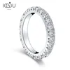 Solitaire Ring Iogou 925 Sterling Silver Full Ring 3,0 mm Ronde bandring voor vrouwen Sona Diamond Wedding Sieraden Luxe ringen 230403