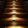 Novelty Lighting 1/4/8/16/20pcs LED Solar Stair Lamp IP66 Waterproof Outdoor Garden Pathway Yard Patio Stairs Steps Fence Lamps Solar Night Light P230403