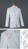 Men's Suits Blazers White Wedding Groom Pants Slim Fit One Button Sequin Embroidery Tuxedo Suit Lapel Stage Costume Traje Hombre 230404