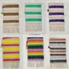 Scarves the New Version of Ac Japan and South Korea Universal Horizontal Bar Rectangular Plaid Tassels Warm Thickened Rainbow Net Red ScarfI6W6