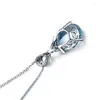 Pendant Necklaces Exquisite Oval Blue Crystal Elegant Women Zircon Silver Plated Necklace Charm Wedding Anniversary Jewelry