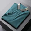 Men's Polos Light Luxury Advanced Silk Breathable POLO Shirt Men's Short Sleeve 2023 Summer Fashion Korean Butterfly Logo Leisure