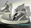 Cowhide Big Gray Geobasket Rock Street High Top Sole Boots Combats Trainer Flats Booties