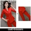 Kvinnors tvådelar Pants 2023 Big Red Year Meeting Suit Professional Dress Temperament Business President Host Beauty Salon Work Clothes