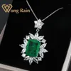 Wong Rain Vintage 100% 925 Sterling Silver Created Moissanite Emerald Gemstone Wedding Pendent Necklace Fine Jewelry Whole LJ23046