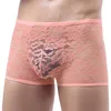 Cuecas Sexy Underwear para Homens Temperamento Gay Mens Boxers Respirável Briefs Soft Lace Oversize Calcinha Cueca