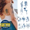 5 STÜCK Temporäre Tattoos Semipermanente Wasserdicht Temporäre Tätowierung Aufkleber Linie Blume Text Genipin Kräuterblätter Saft Dauerhafte Tinte Gefälschte Schulter Tatoo Z0403