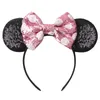 Hair Accessories 2023 Classical Red Embroidery Sequins Dot 3.3" Mouse Ears Bow Women Headband Girl Hairband DIY Headwear