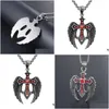 Pendant Necklaces Pendant Necklaces Miqiao Stainless Steel Titanium Red Zircon Gothic Eagle Vintage Collar Chains Necklace For Men Wom Dhsbj