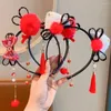 Hair Accessories Ancient Style Children Wig Headband Flower Tassel Chinese Year Headwear Baby Girl Hanfu Lovely Accessory