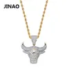 Jinao-collar de cadena con circonita cúbica para hombre, colgante de Toro, Rey Demonio, joyería de Hip Hop, collar llamativo, regalo ostentoso para hombre J222Z